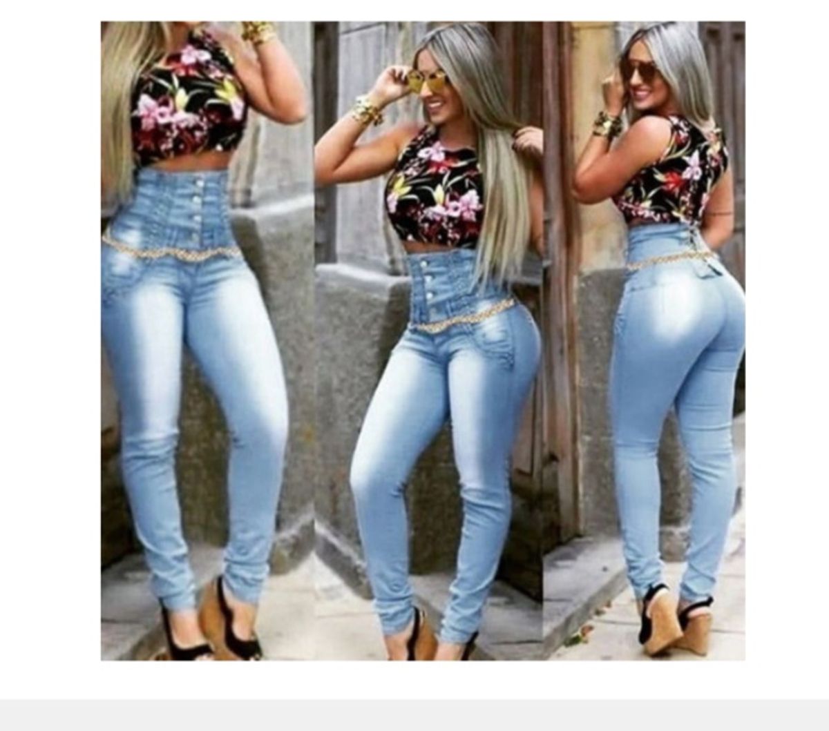 calça jeans clara feminina cos alto