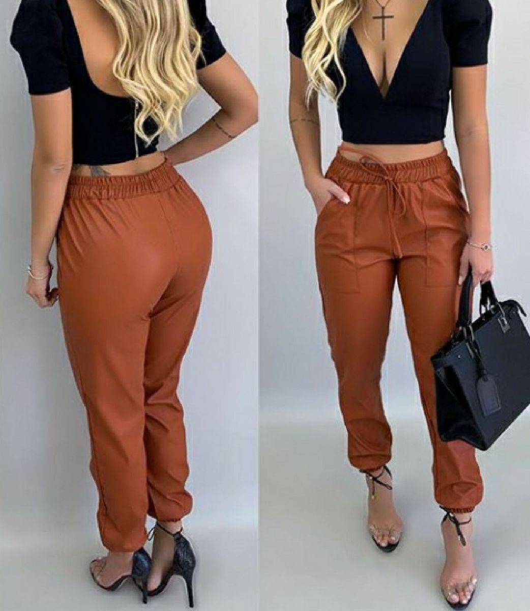 calça jogger feminina caramelo