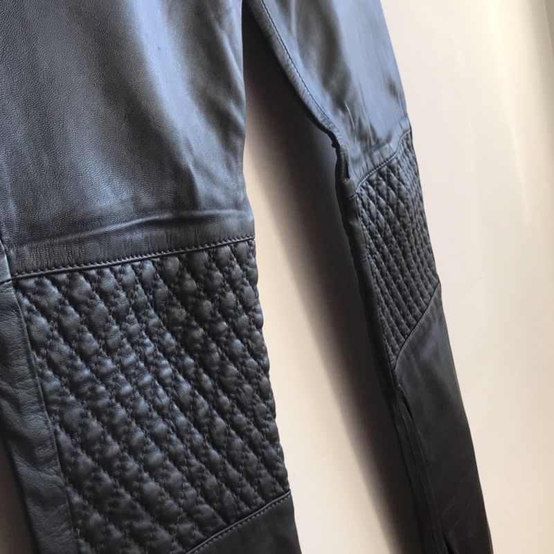 Calça Couro Detalhes Joelho Calça Feminina Carina Duek Usado