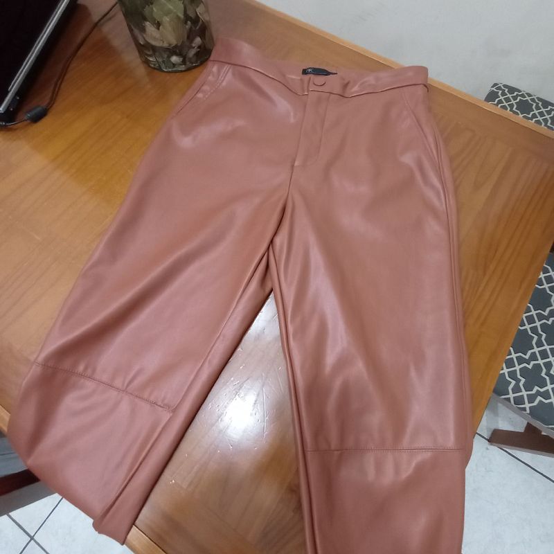 Calça Couro Sintético Marrom Riachuelo Nunca Usado 102976666