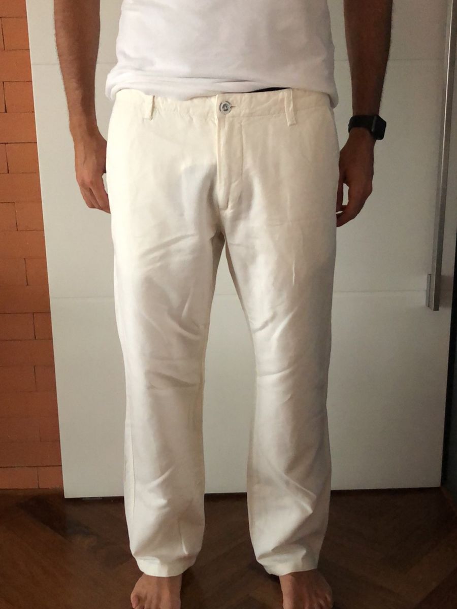 calça masculina de linho cru