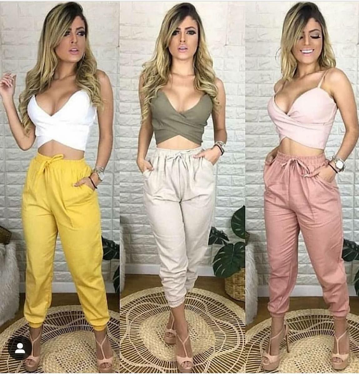 calça larga feminina curta