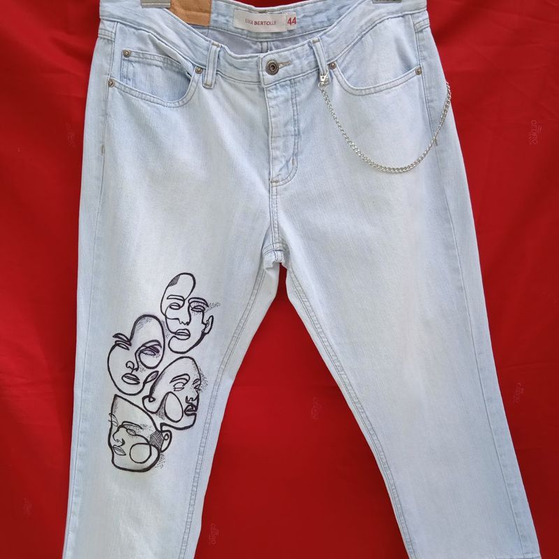 Calça jeans 2024 branca customizada