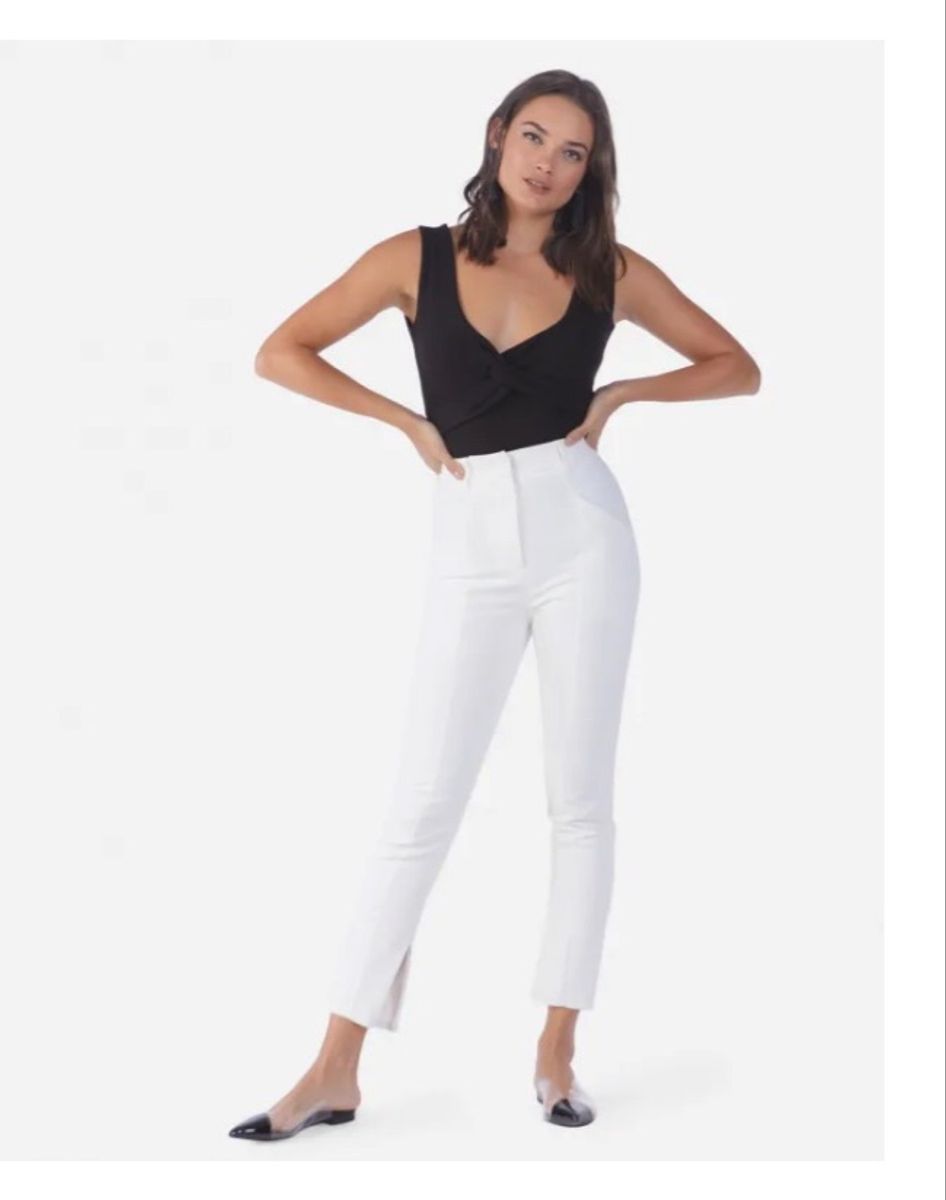 calça alfaiataria branca feminina