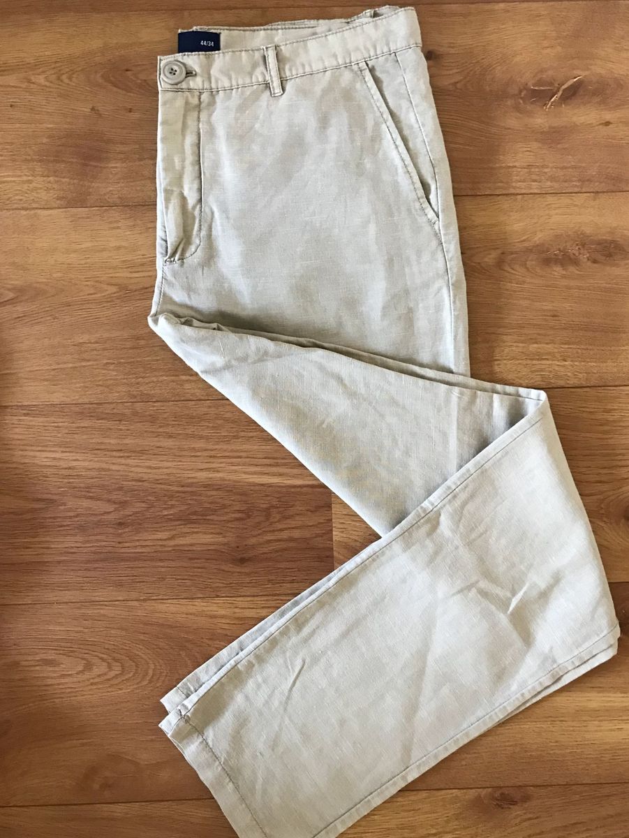 calça linho masculina bege