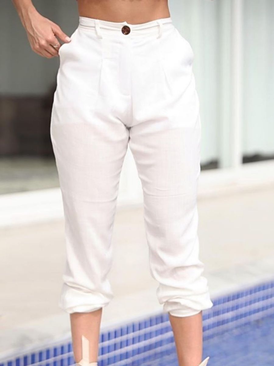 calça linho branca