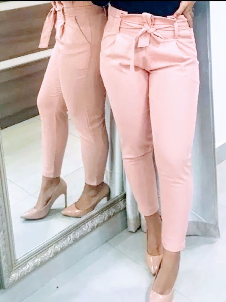 calça de linho feminina cintura alta