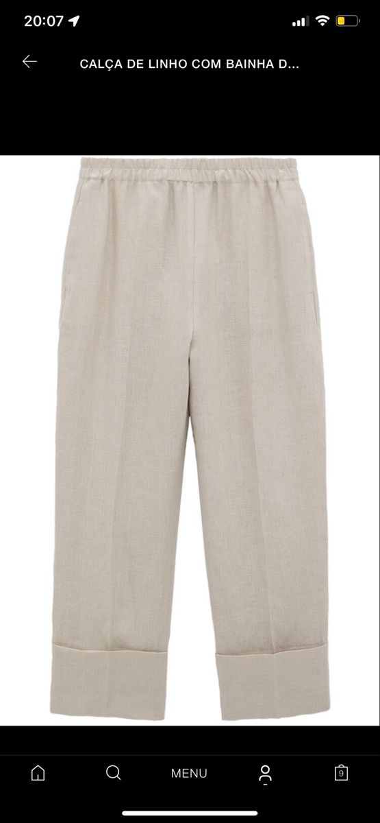 Calça de Linho com Bainha 100% Linho Zara | Calça Feminina Zara Usado ...