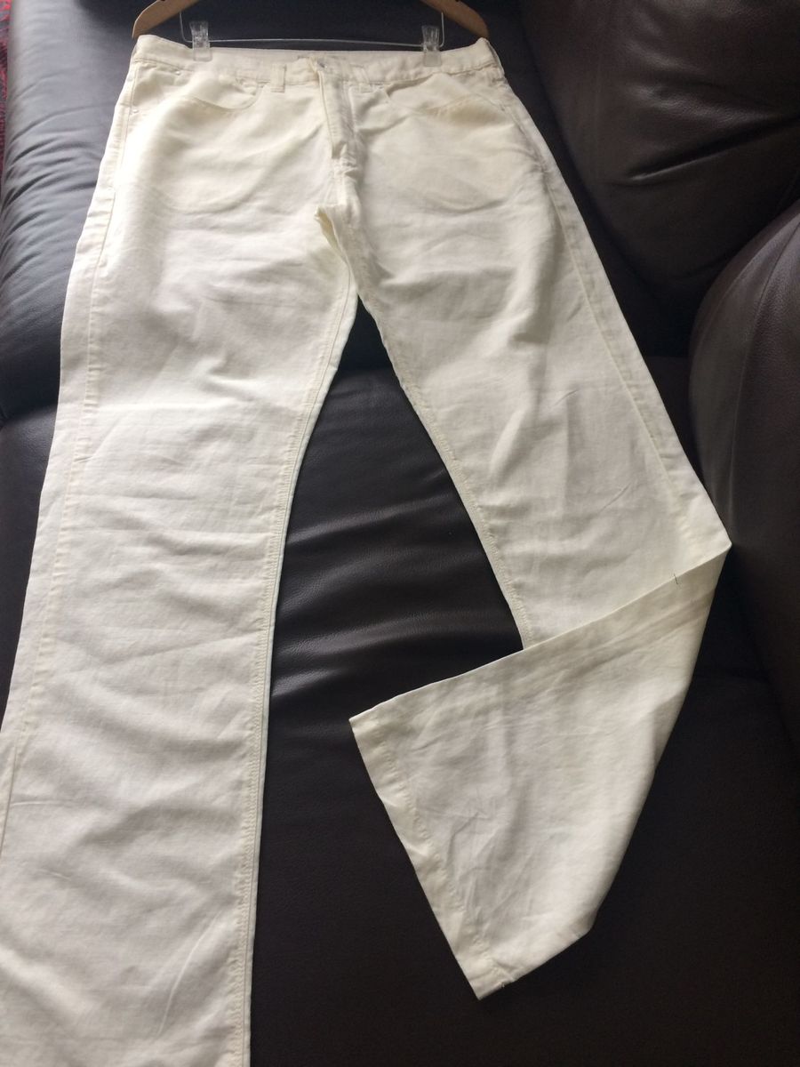 calça masculina de linho cru