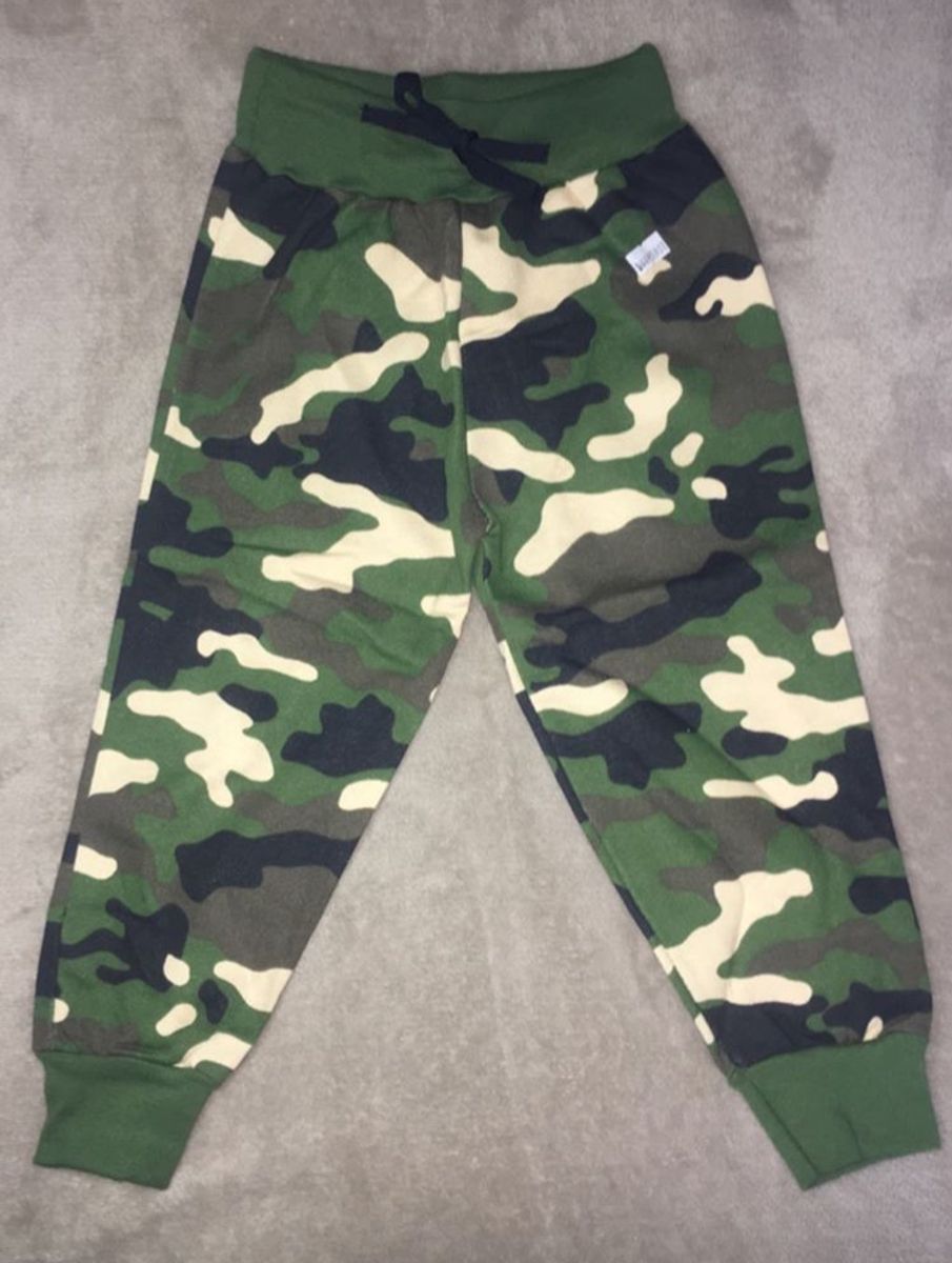 calça de moletom camuflada infantil
