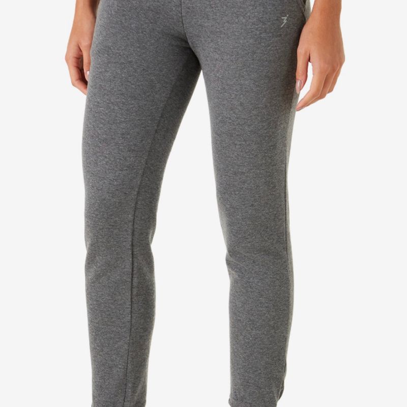 Calça de Moletom Esportiva Feminina Jogger Cinza Mescla Body Work