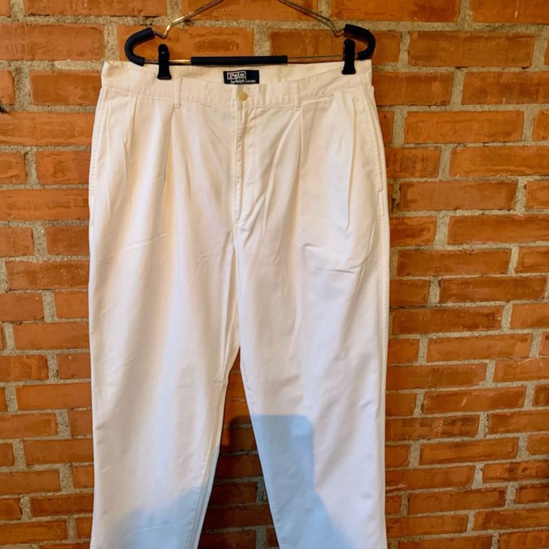 Calça em Sarja Branca Tamanho 46 Polo Ralph Lauren Polo Ralph