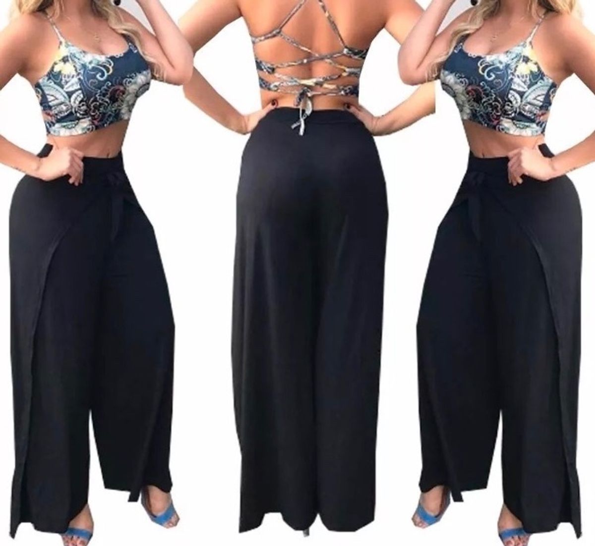 calça envelope preta curta