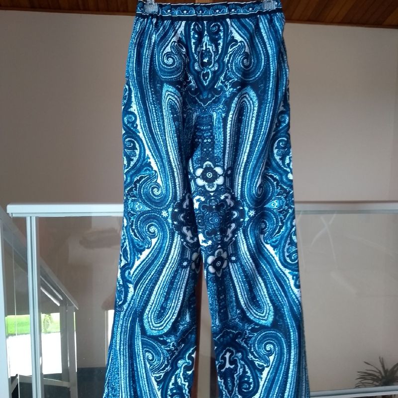 Calça estampada tecido store leve