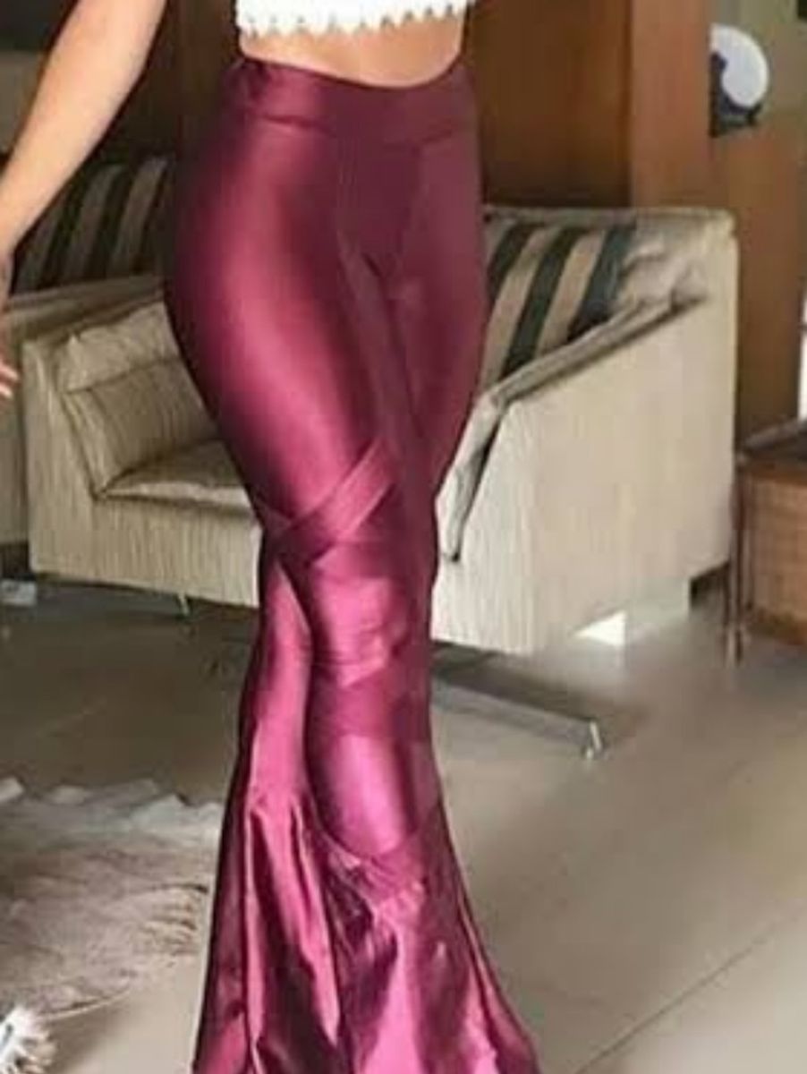 calça disco marsala