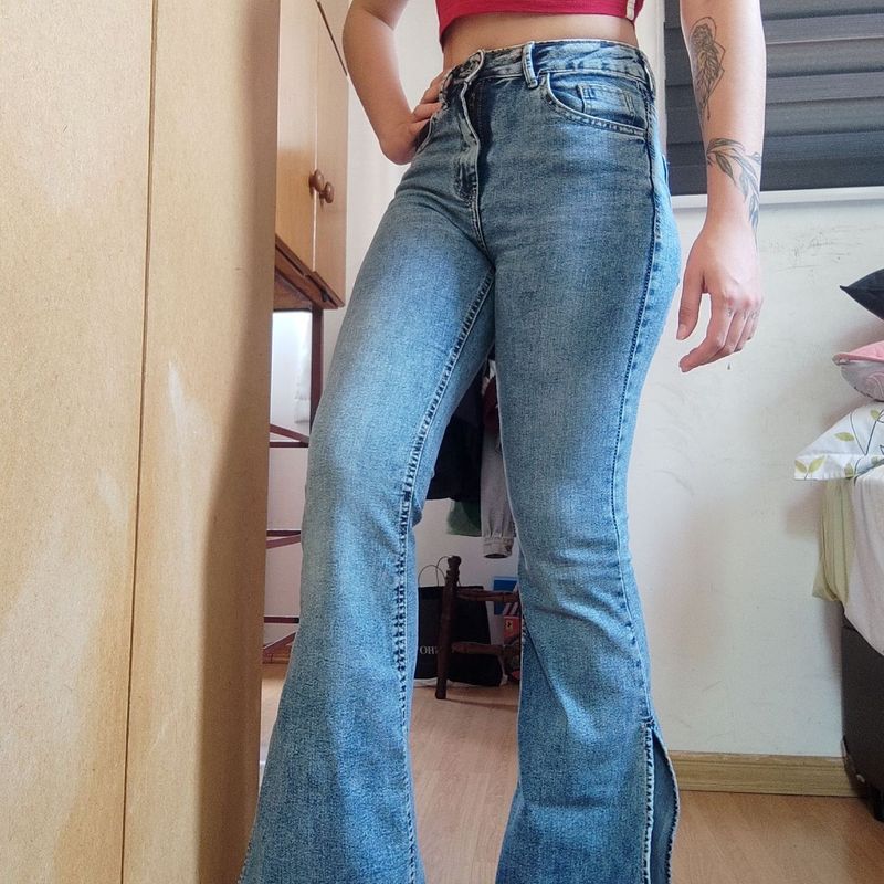 Calça flare jeans store c&a