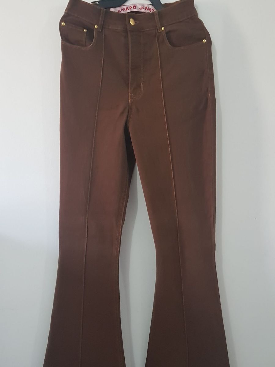 calça flare marrom jeans