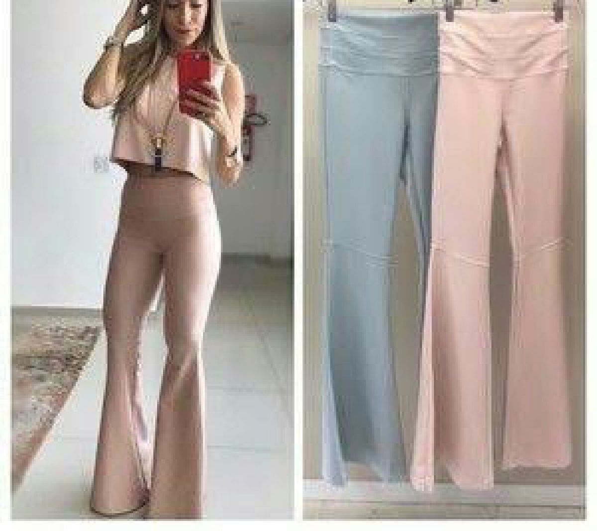 calça flare rosa bebe