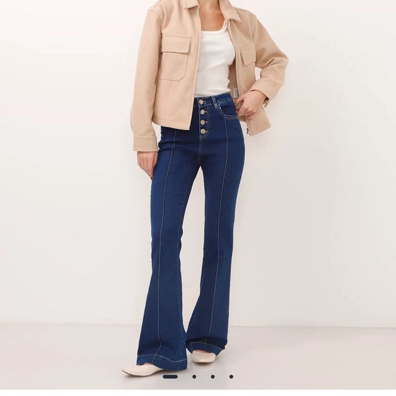 Calça Flare Sawary Jeans com Botões Tam 38 Sawary Nunca Usado