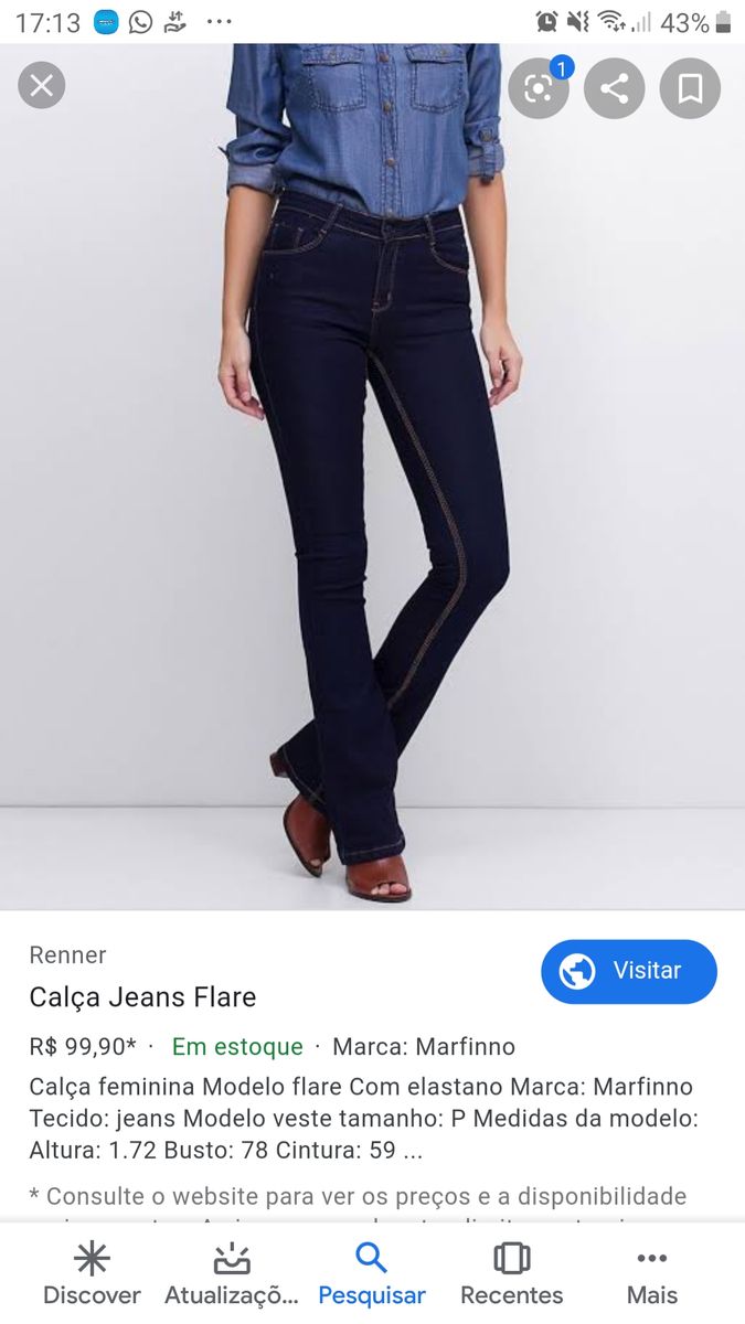 calça flare renner marfinno