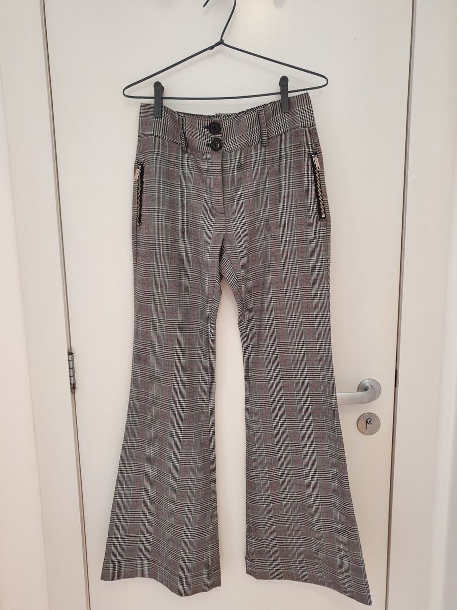 calça xadrez feminina flare