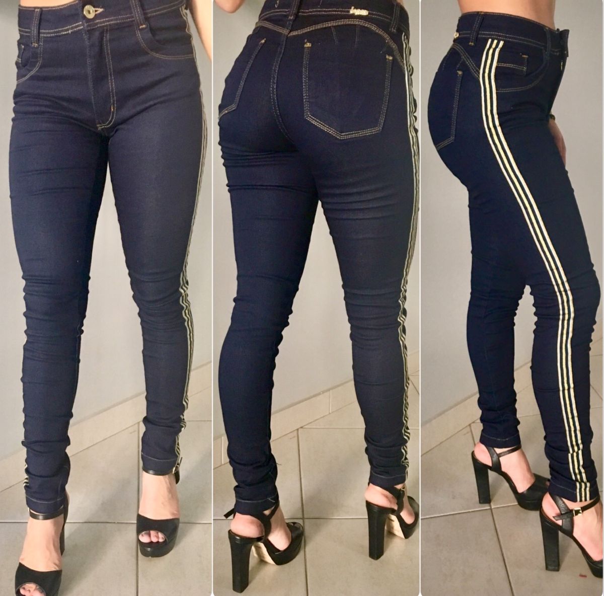Calça Jeans Feminina com Lycra Cós Alto Cintura Alta Levanta Bumbum Premium  | Calça Feminina Azael Nunca Usado 65238179 | enjoei