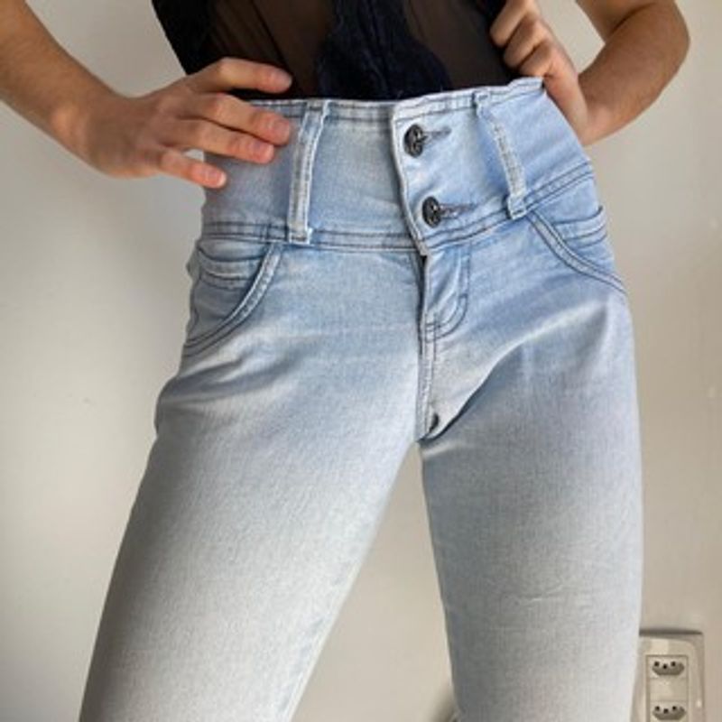 Calça Jeans Preta Feminina Meitrix Cintura Alta Lycra