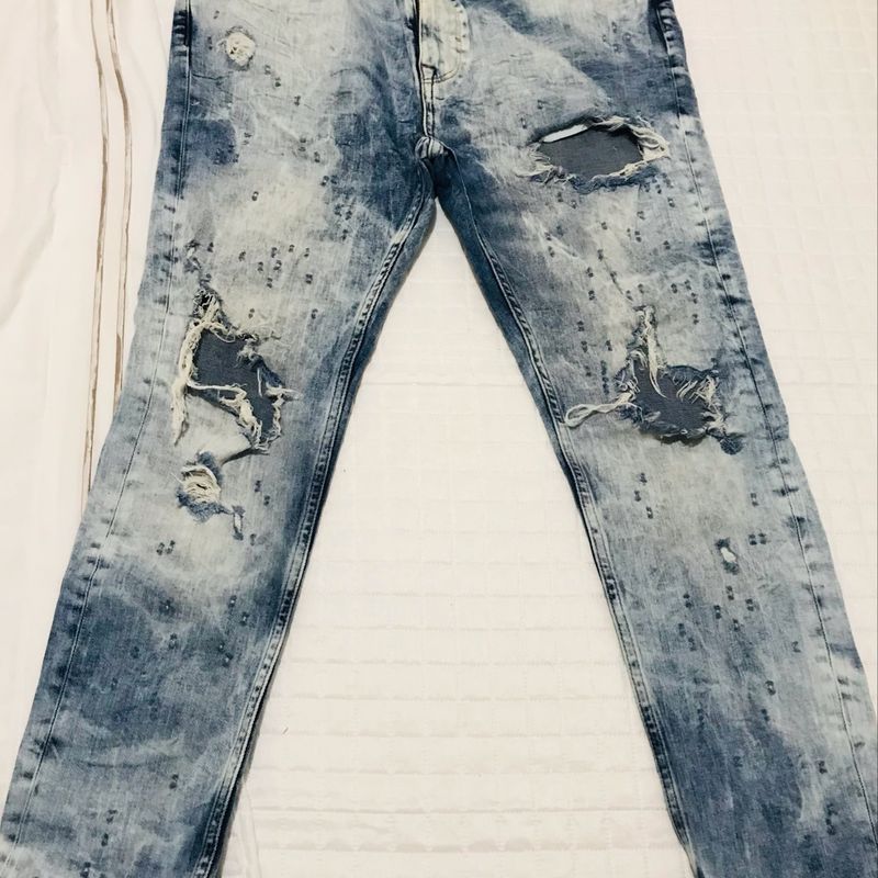 Calça jeans sale rasgado masculino zara