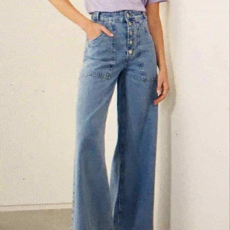 Calça Jeans Amaro 34 Azul Claro Wideleg Calça Feminina Amaro