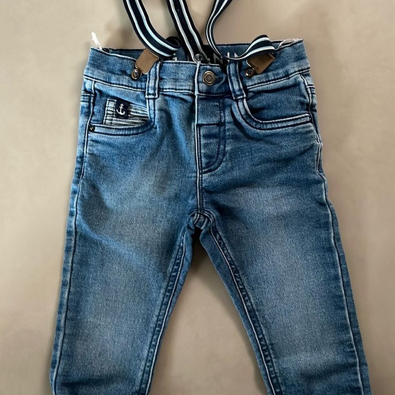 Calça Jeans Baby com Suspensório Tam 92 C&A Usado 105956319 enjoei