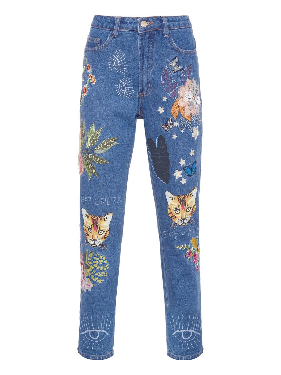 bordados em calças jeans