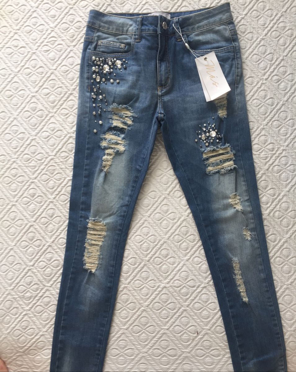 calça jeans bordada feminina