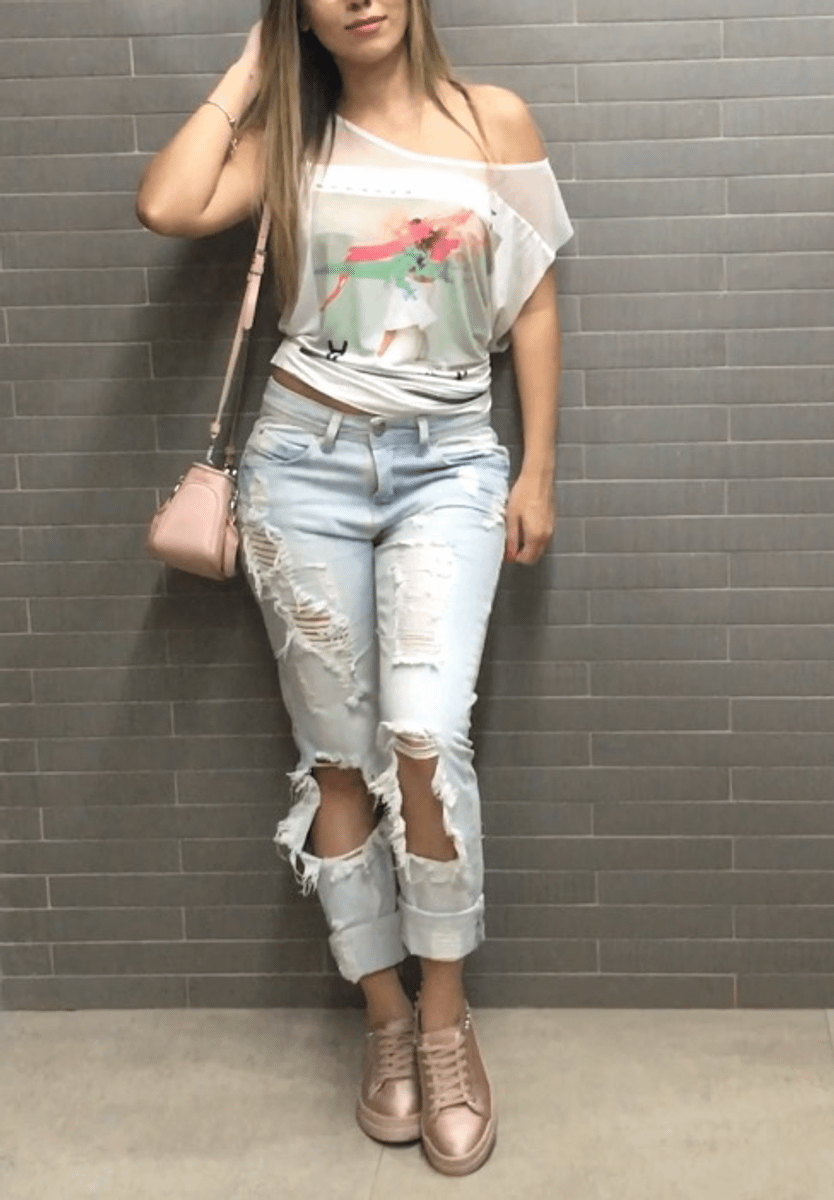 calça jeans boyfriend destroyed