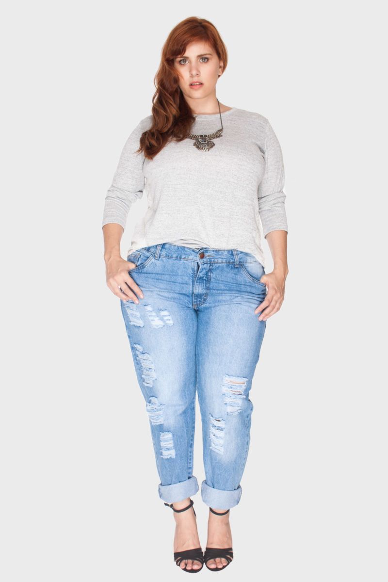 calça jeans feminina rasgadinha plus size