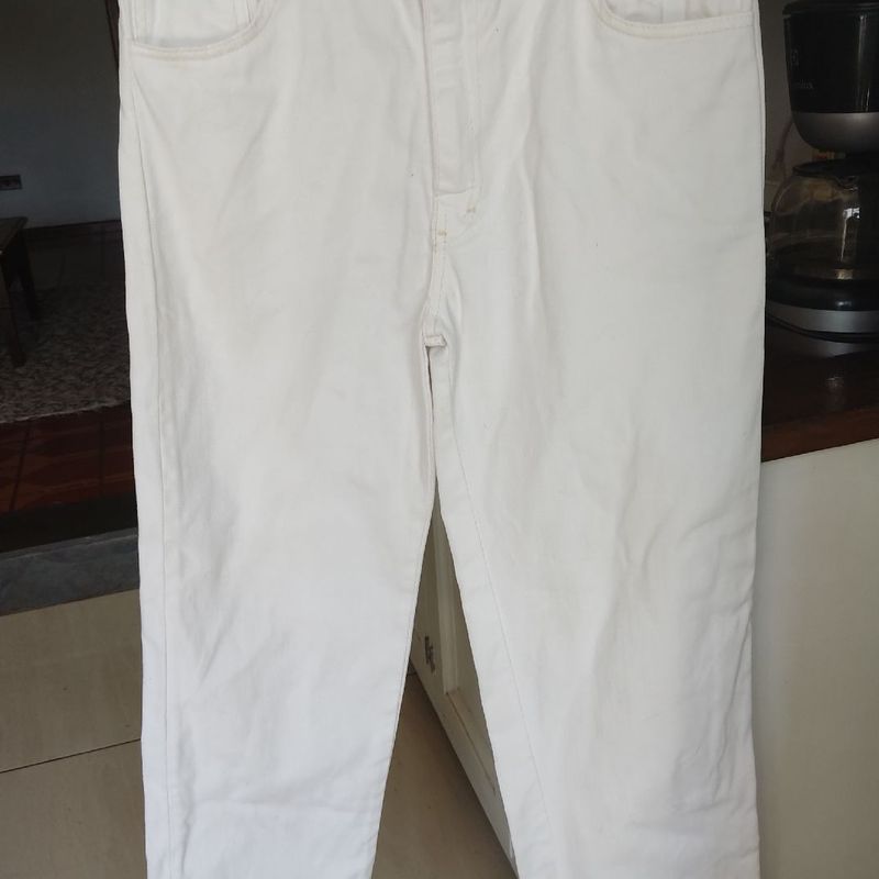 Calça jeans branca store grossa