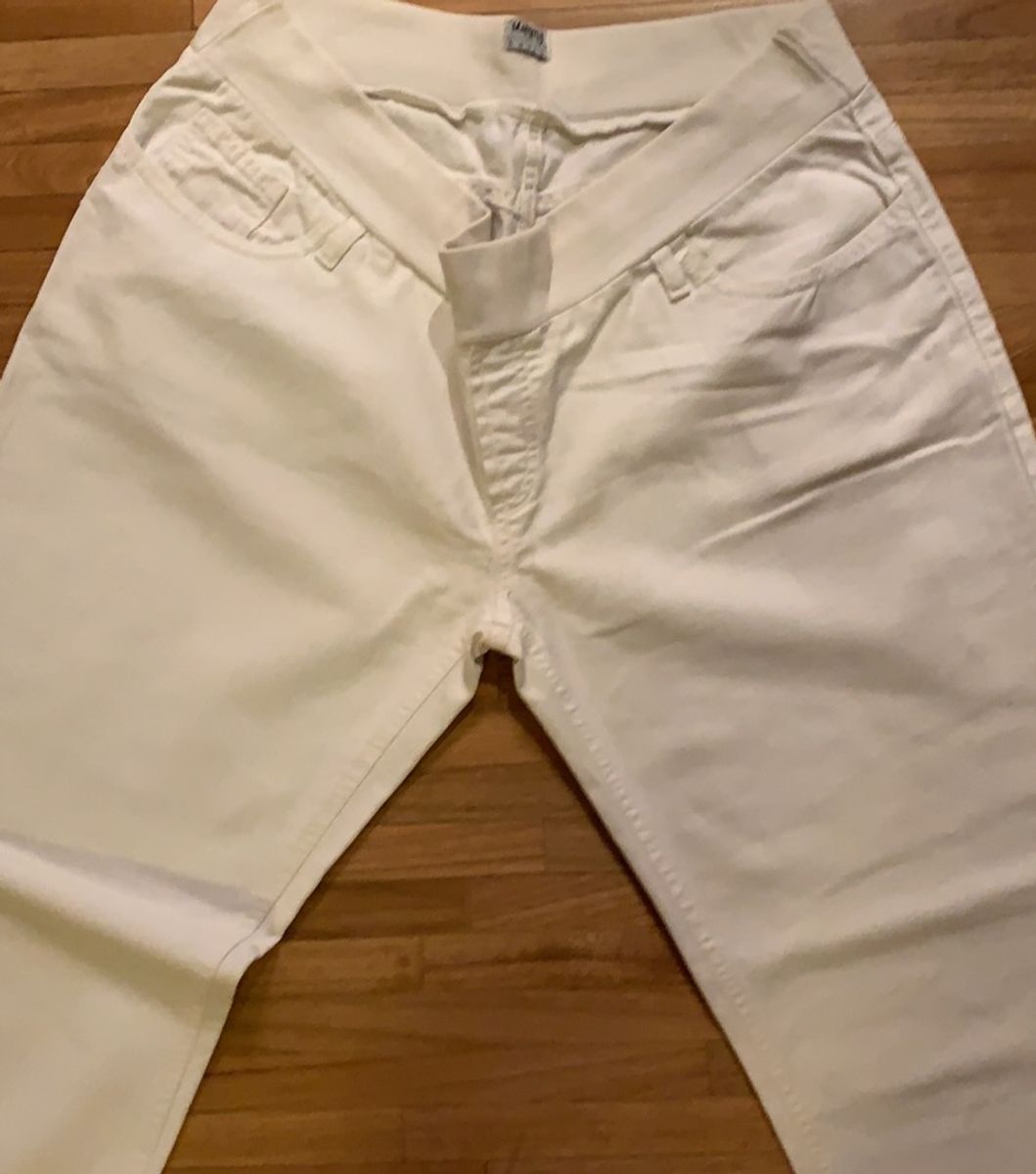 calça jeans branca para gestante