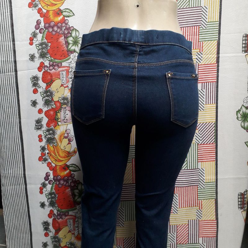 Calça Jeans Cintura Alta com Stretch sem Botão, Calça Feminina Usado  63781292