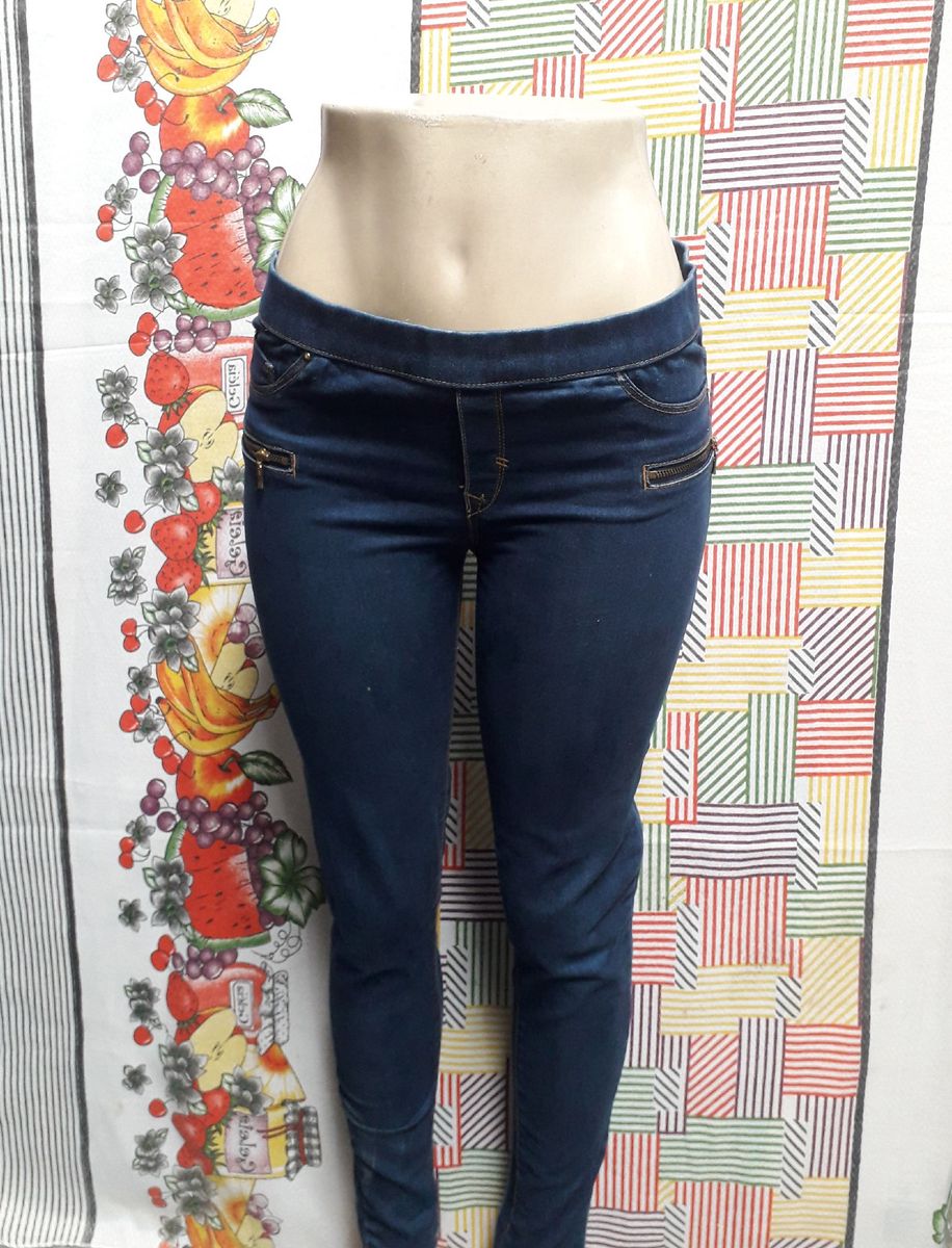 Calça jeans cintura 2024 alta com strech