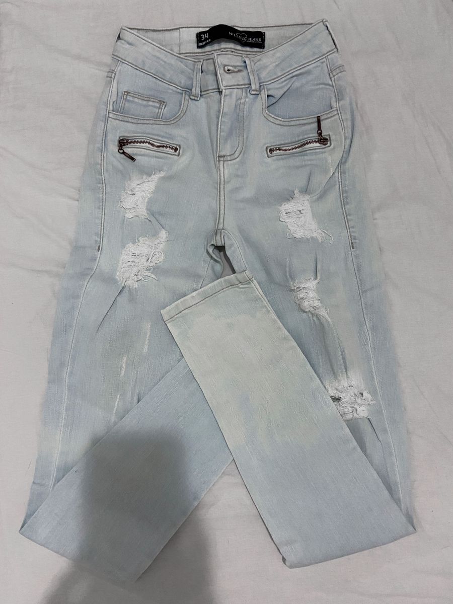 calça jeans cintura alta marisa