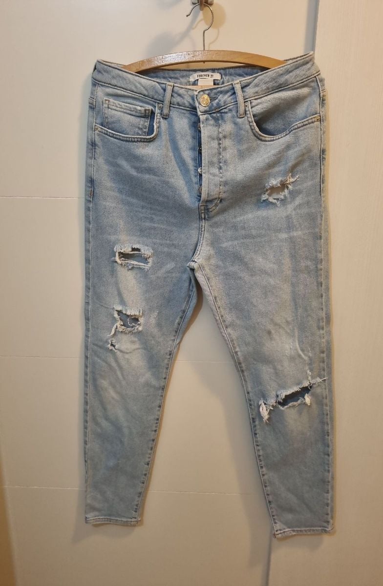 Forever 21 calça sales jeans cintura alta