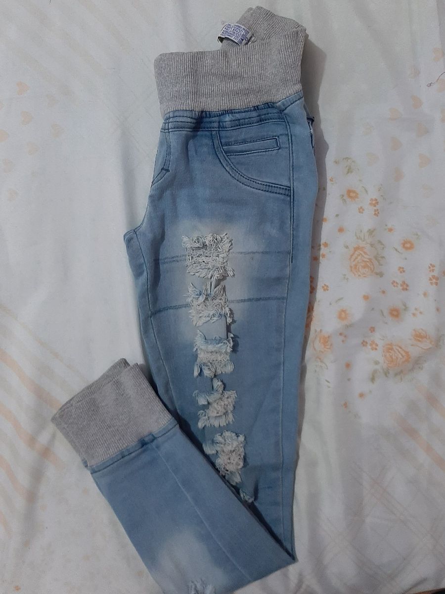 calça jeans com cintura de moletom