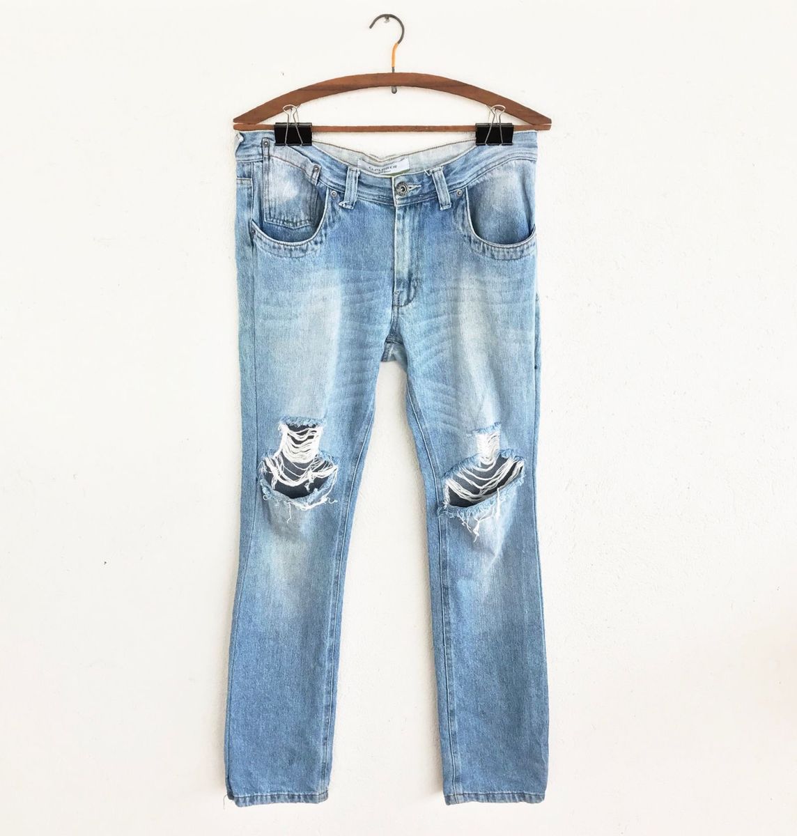 calça jeans clara masculina larga
