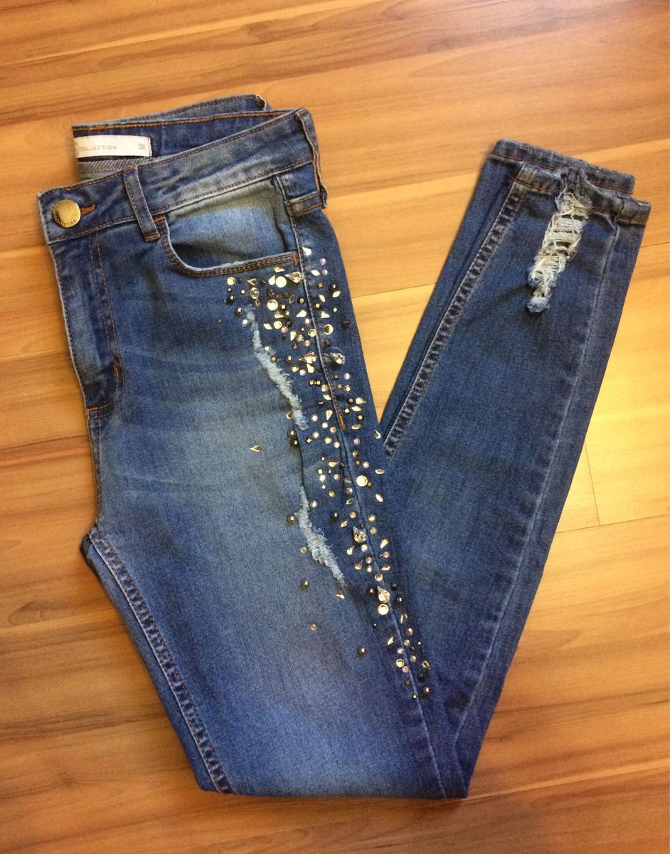 calça jeans com brilho