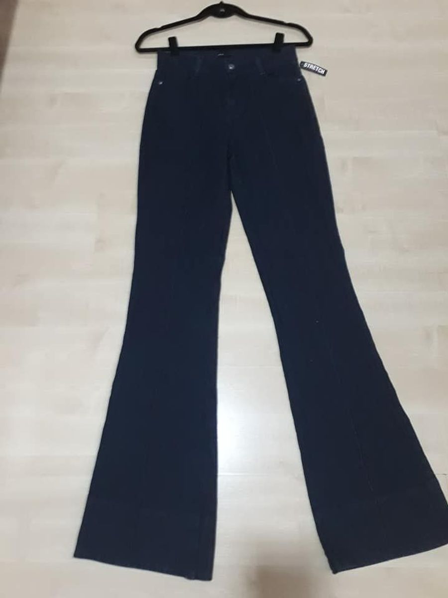 calça jeans cintura alta com strech