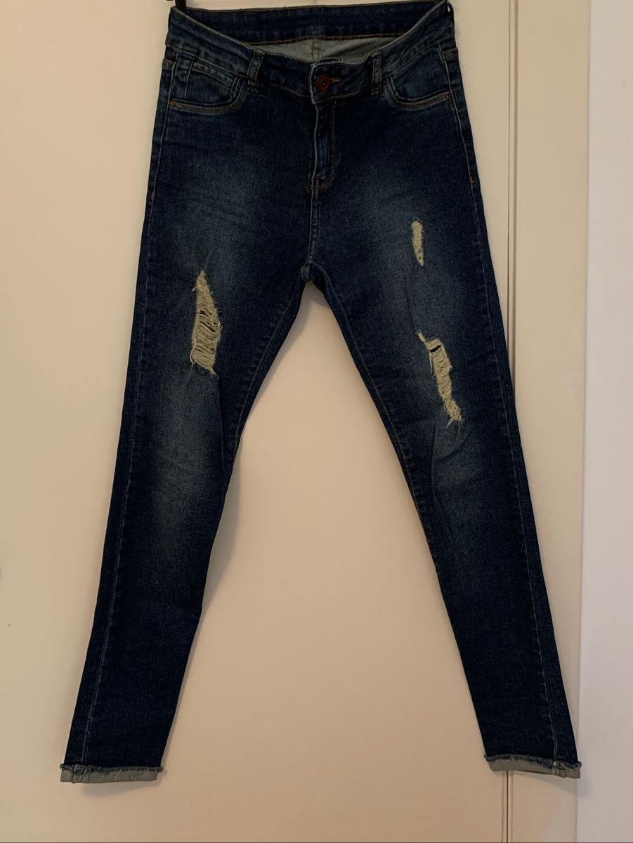 calça jeans cintura alta com strech