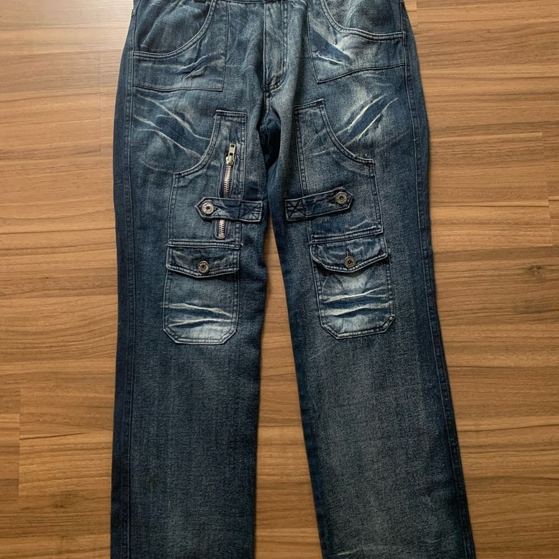 Calça Jeans Masculina CalÃ§a Varios Bolsos Calças Cargo Masculina