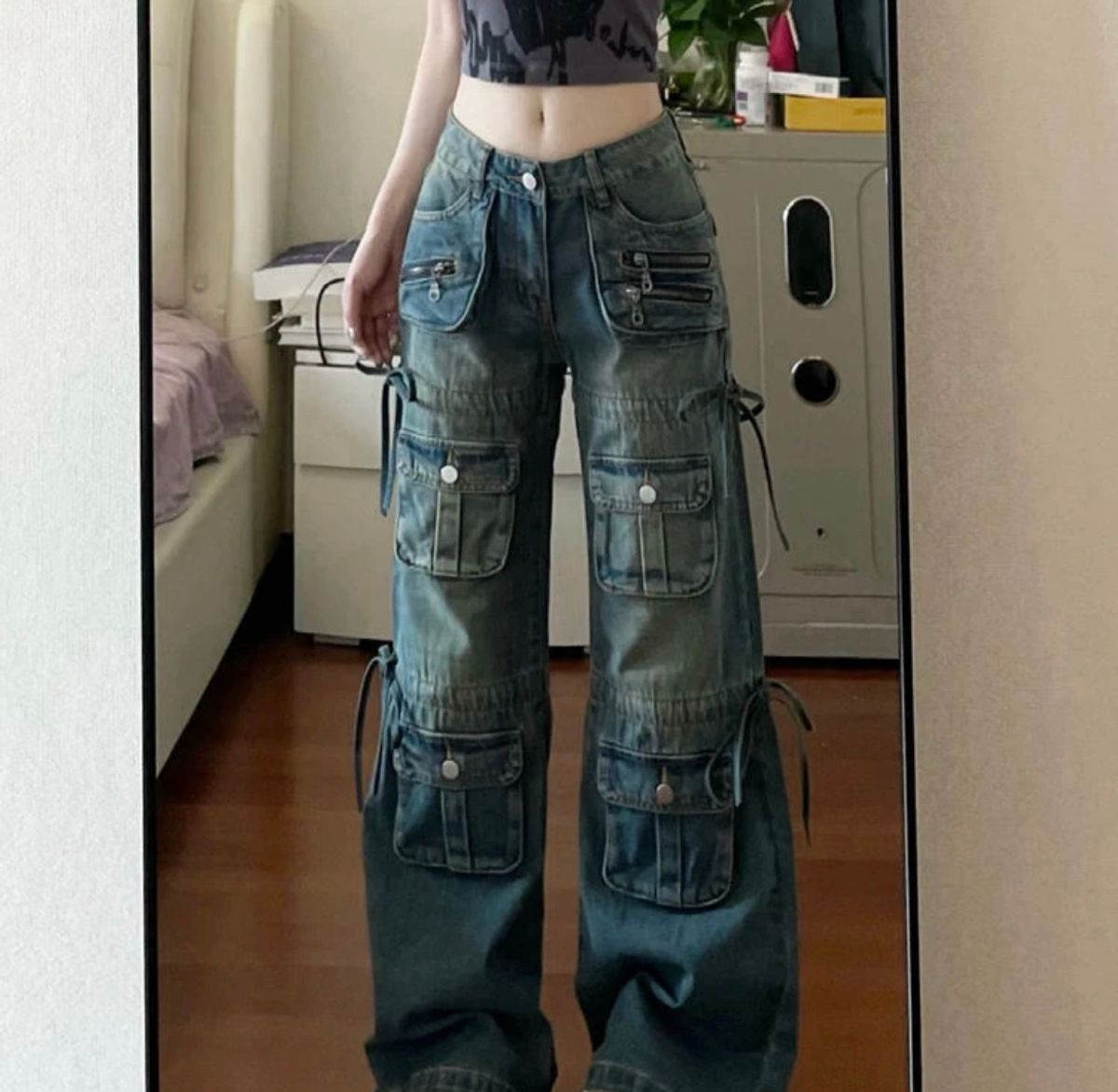 Calça Feminina CalÃ§a Varios Bolsos Calça Cargo Com Bolsos Larga