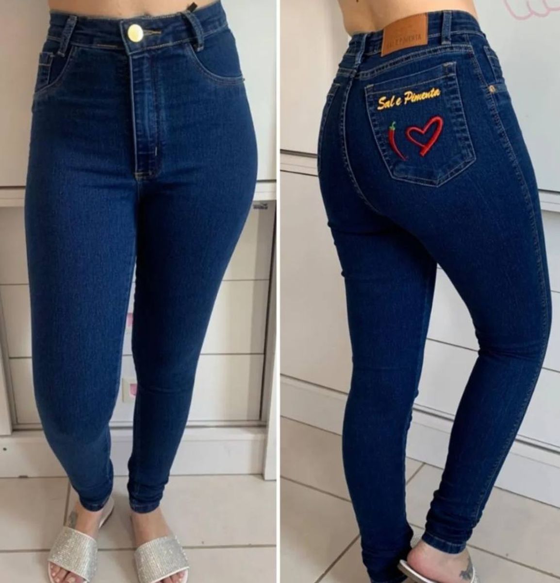 calça jeans feminina sal e pimenta ORIGINAL linha premium estampa laser