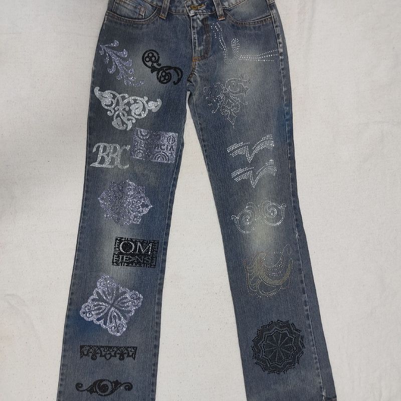 Calça Jeans Customizada Calça Feminina Usado 80075876 enjoei