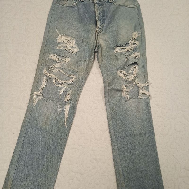 Calça Jeans Customizada Rasgada Rock Usado 72824014 enjoei